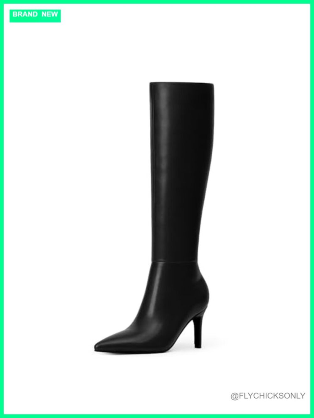 Knee High Boots Women Faux Leather Pointed Toe Stiletto Heel Tall Boots Fall